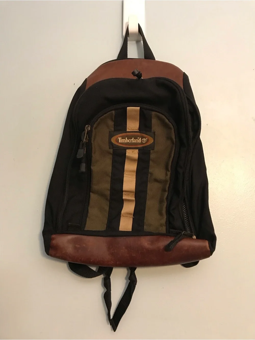 Timberland Black & Brown Canvas Backpack